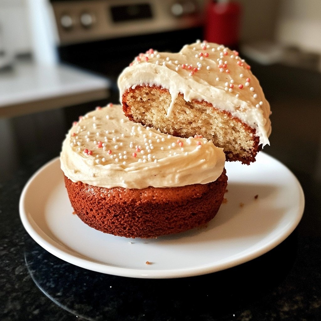Mini Heart Cake with Vanilla Bean Frosting