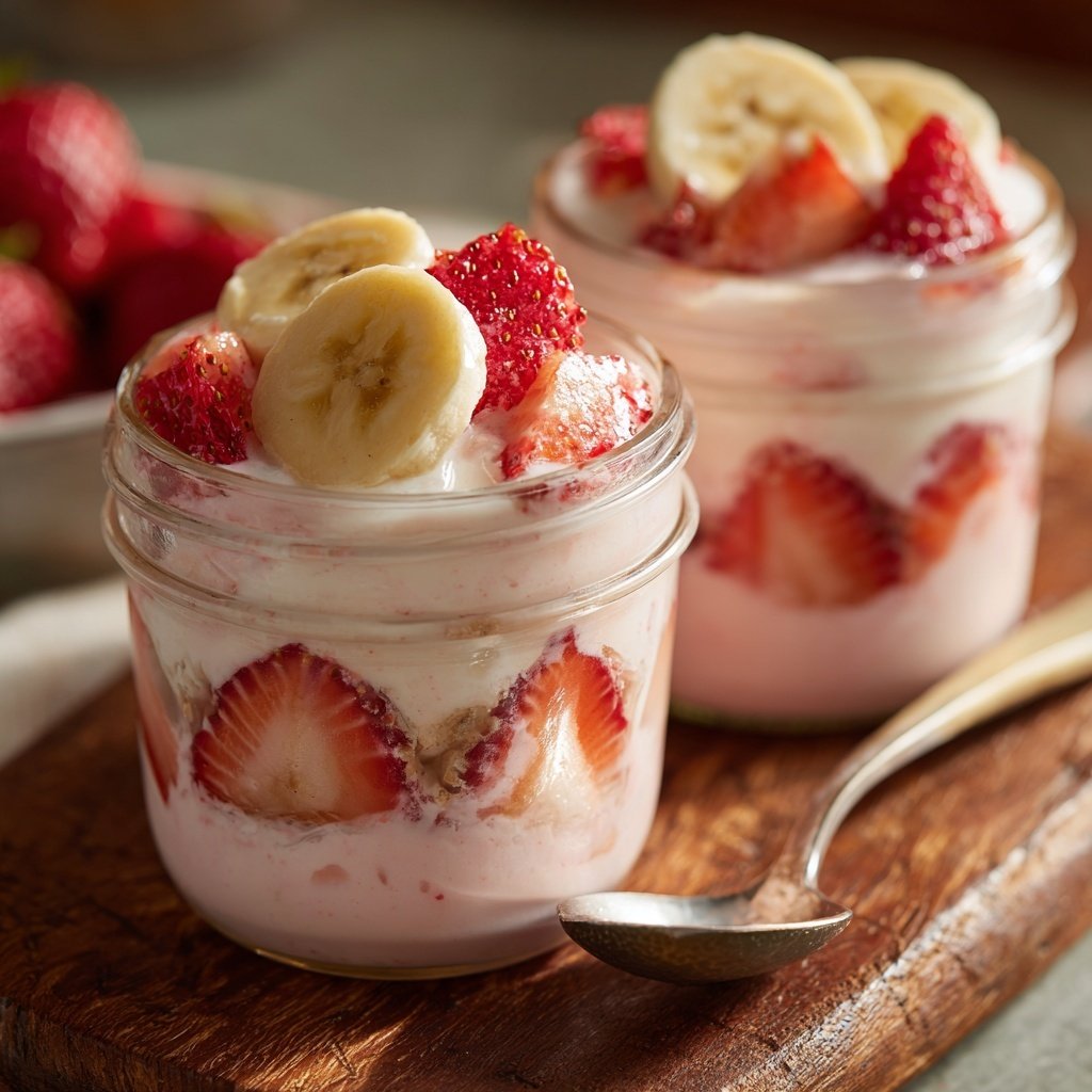 Strawberry Banana Yogurt Jars