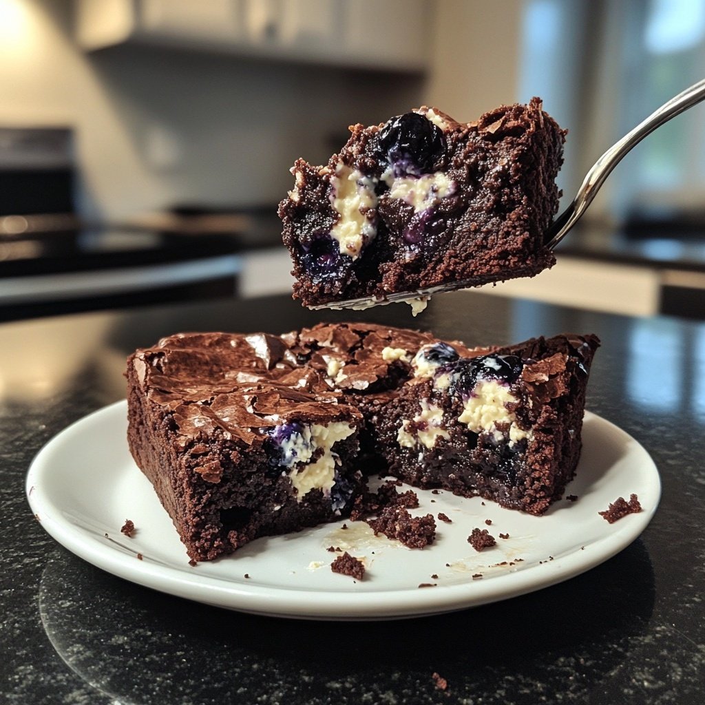 Cottage Cheese Brownies with Blueberries