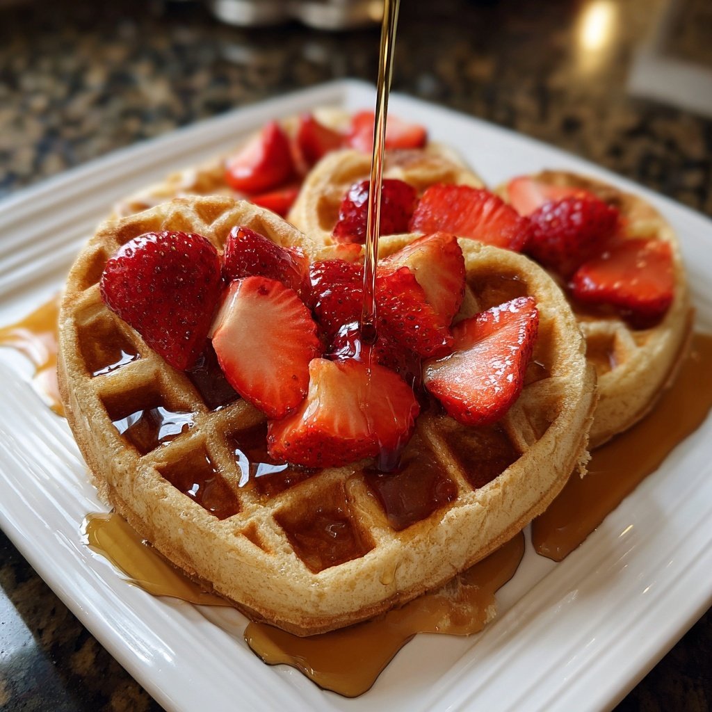 Valentines Breakfast Strawberry Waffles