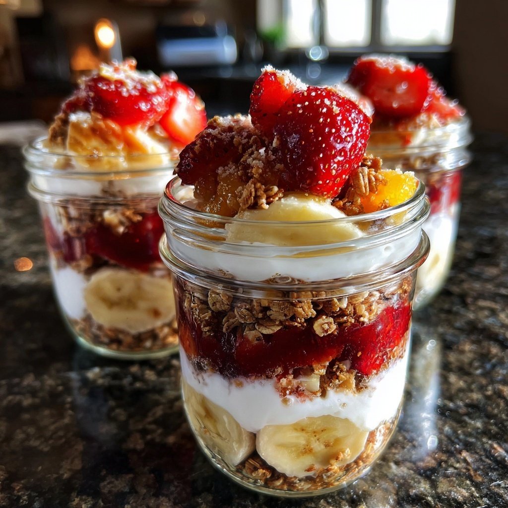 Strawberry Banana Breakfast Jars