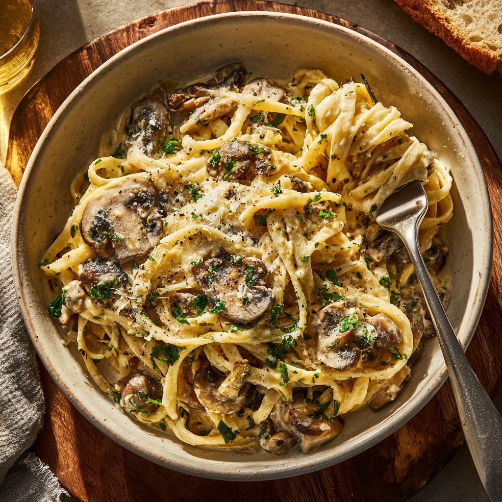 Valentine Dinner Creamy Mushroom Pasta