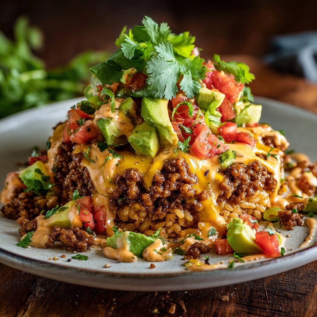 Hamburger Meat Taco Rice Bowl