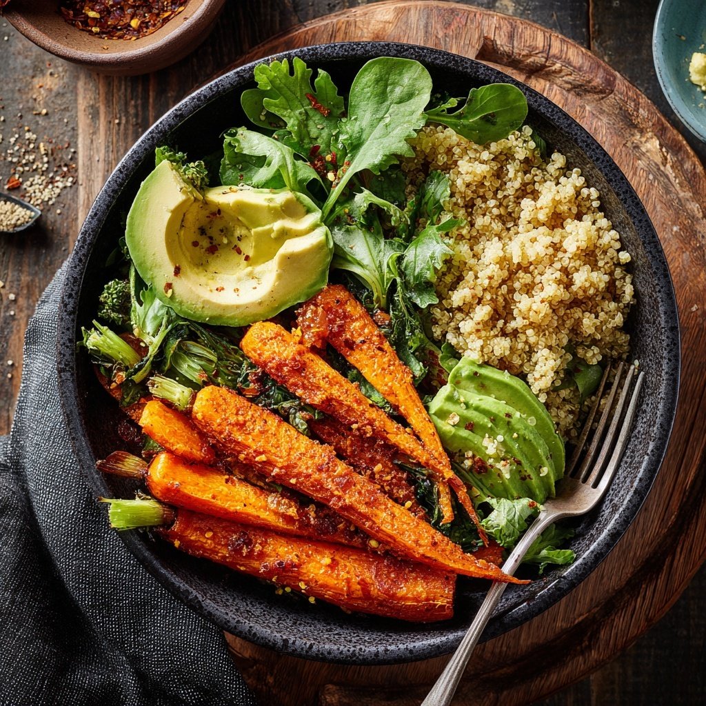 Healthy Lunch Roasted Carrot Grain Bowl