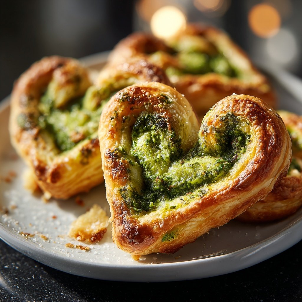 Puff Pastry Hearts with Pesto