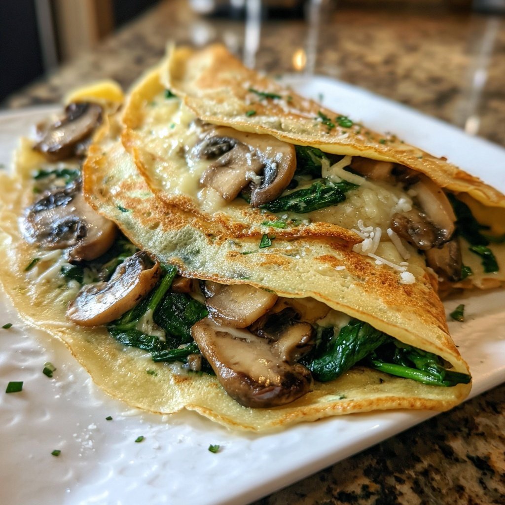 Valentine Dinner Spinach Mushroom Crepes