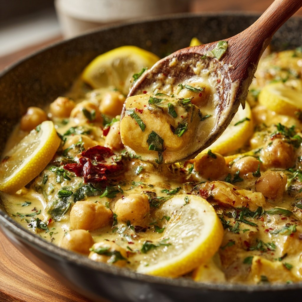 Creamy Lemon Chickpea Skillet