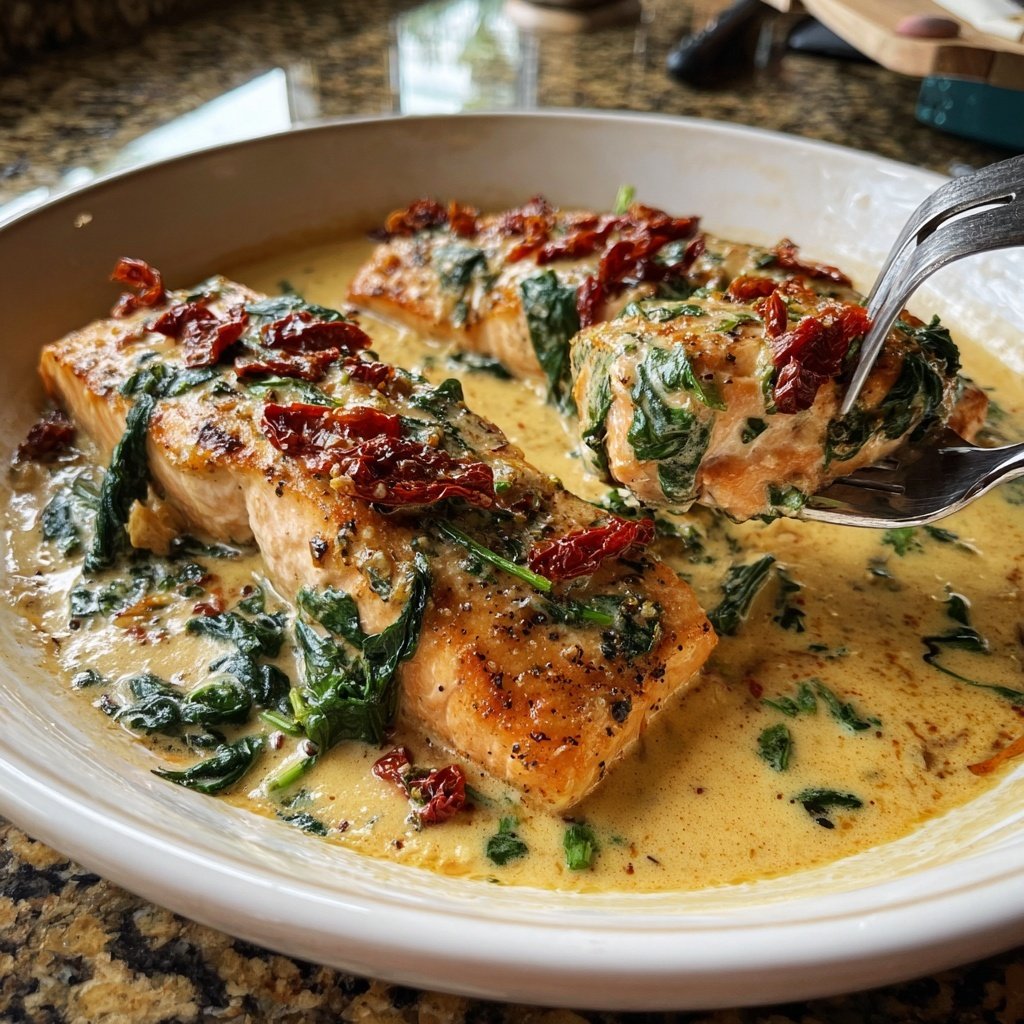 Creamy Tuscan Salmon for Two