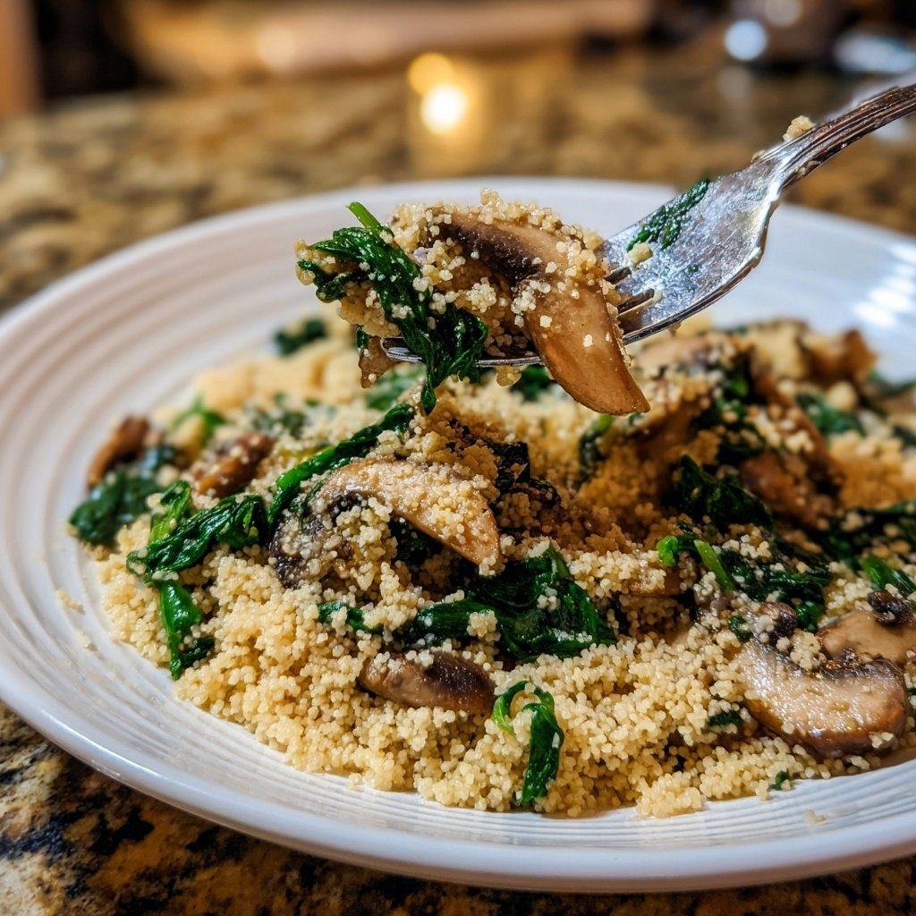 Creamy Mushroom Spinach Couscous