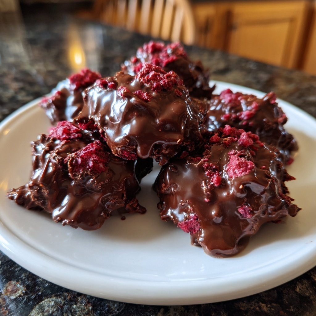 Valentines Treats Chocolate Raspberry Clusters