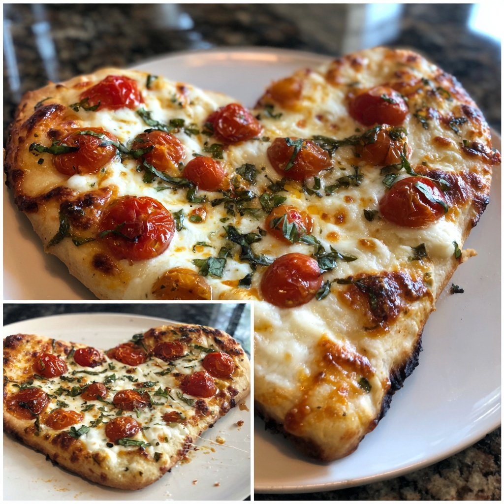 Heart-Shaped Pizza with Mozzarella