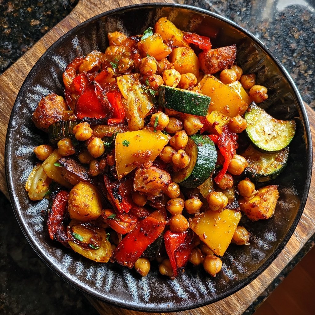 Roasted Veggie Chickpea Skillet